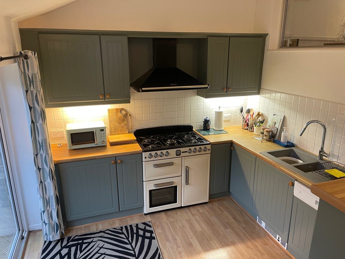 Dobcross kitchen after: reed green units